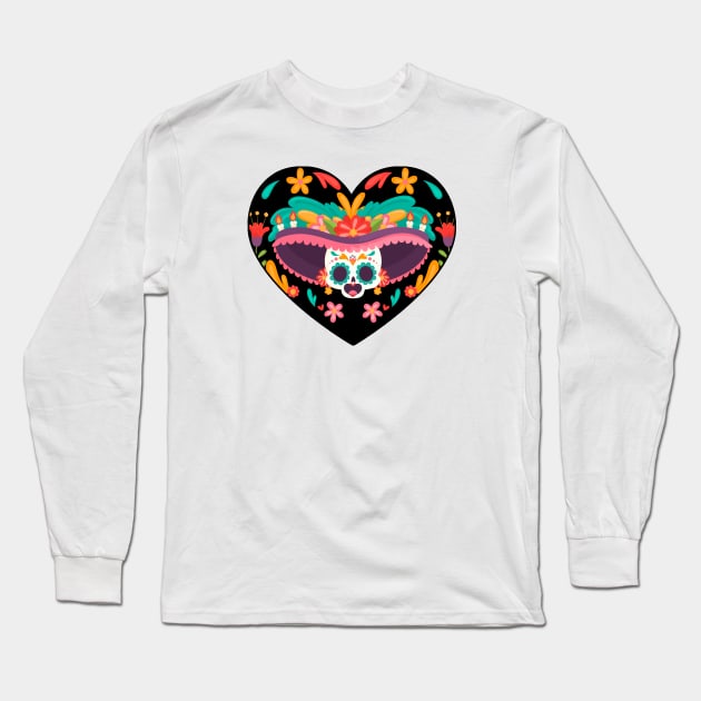 Day of the dead Heart Long Sleeve T-Shirt by Rockadeadly